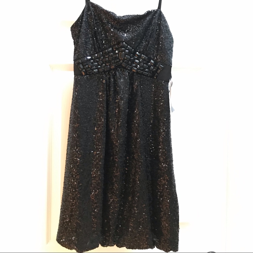 Jessica McClintock Black Sequin & Beaded Dress!!